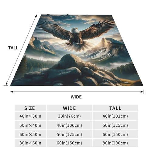 Eagle Throw Blanket - 60x80in Soft Warm Cozy Animal Bed Decor - Eagle 04