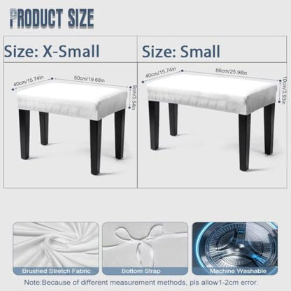 Jeiento Retro Orange Daisy Flower Piano Bench Cover Small - Non-Slip Elastic Seat Protector
