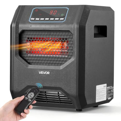 1500W Infrared Space Heater with Remote Control, Fast Heating & Adjustable Thermostat
