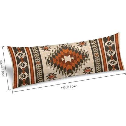 Aztec Burnt Orange Body Pillow Cover with Zipper - 54x20 Inches