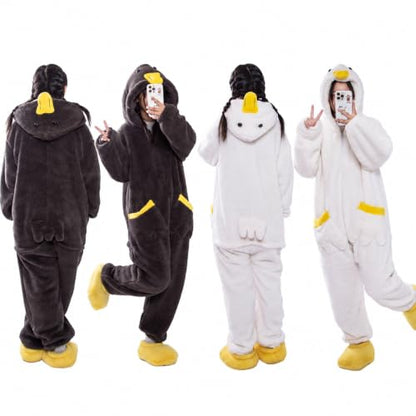 White Goose Hoodie Onesie for Kids - Cute Duck Animal Pajamas, Medium
