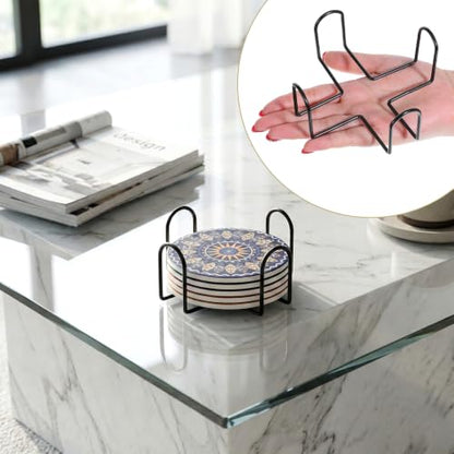 Black Metal Coaster Holder - Vintage Iron Stand for 4-9 Coasters