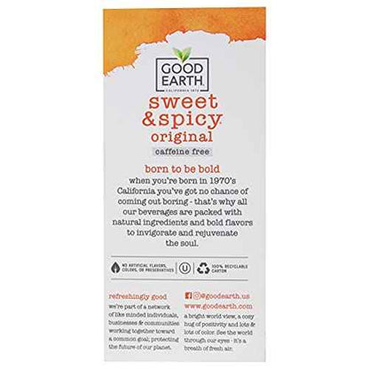 Good Earth Sweet and Spicy All-Natural Caffeine-Free Herbal Tea, Pack of 6 w/ 25 Tea Bags per Box