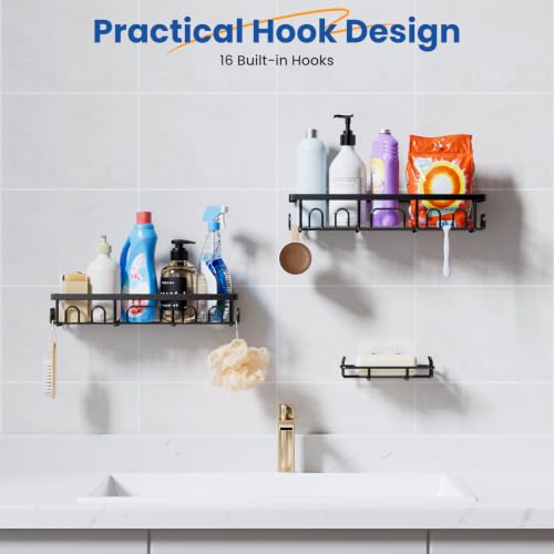 PKBD Shower Caddy Set 3 Pack Dark Black Stainless Steel Bathroom Shelves