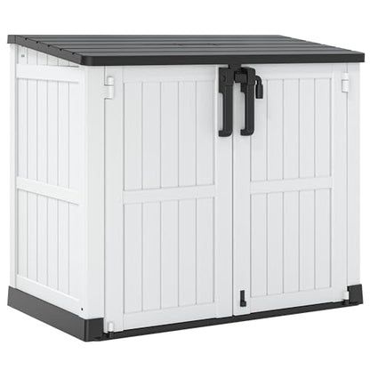 LHBcraft Outdoor Storage Cabinet 36 Cu Ft with Lockable Doors, Portable Horizontal Resin Storage Shed - Easy to Assemble, Waterproof Small Storage Shed with Floor