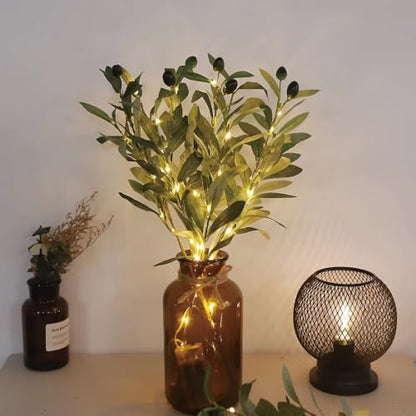 Lighted Olive Branches 5 Pack with 20 LEDs Battery Decor for Home & Events