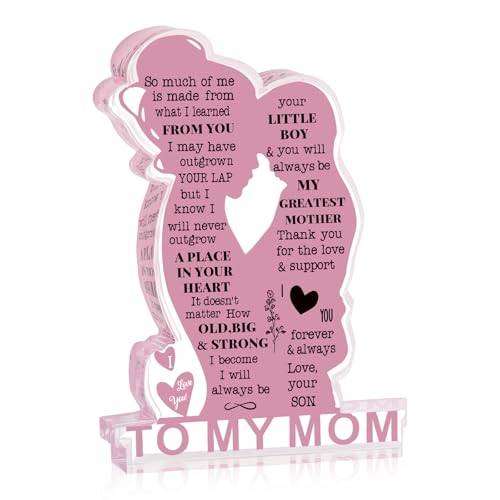Mother Son Gift Acrylic Plaque - Mom Birthday & Holiday Keepsake - Mom-Son Variation