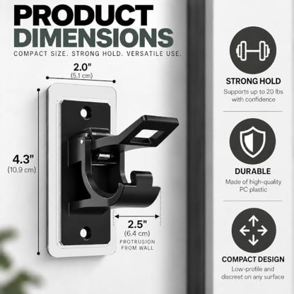 Heavy Duty No Drill Self-Adhesive Curtain Rod Brackets Black - 6 Pack