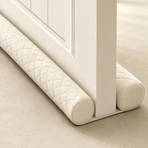 Adjustable Under Door Draft Stopper - Off-White | White Beige Variations