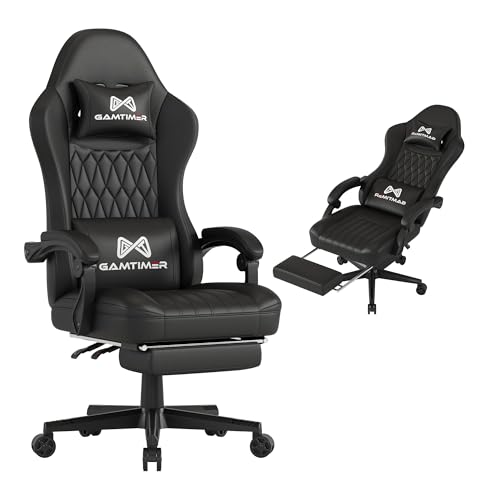 Tall Gaming Chair with Footrest - Ergonomic Computer Chair for Adults - Black