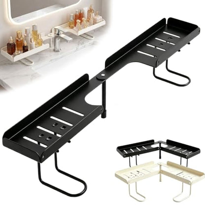 Foldable Over Sink Shelf Organizer Black 20in - Bathroom Faucet Storage