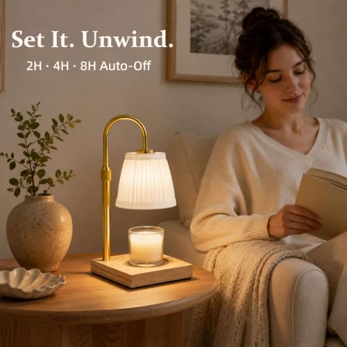 Dimmable Candle Warmer Lamp with Timer and Light Gold Finish - Home Decor