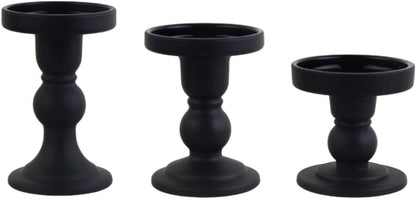 Skiennix 3-Piece Black Glass Candlestick Set - Elegant Crystal Holders for Weddings & Home Decor
