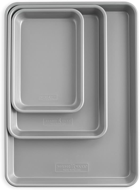 Nordic Ware Brilliant™ Nonstick 3-Pc Baking Set - Safe PFAS & PTFE-Free | Includes Half, Quarter & Eighth Sheets