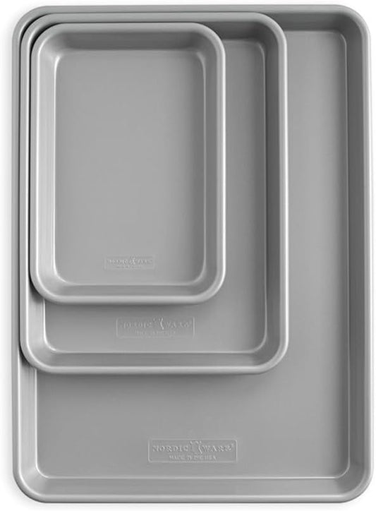 Nordic Ware Brilliant™ Nonstick 3-Pc Baking Set - Safe PFAS & PTFE-Free | Includes Half, Quarter & Eighth Sheets