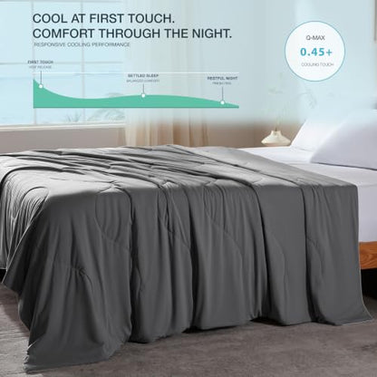 Oversized King Cooling Comforter - Reversible Gray Sleep Blanket 96x120