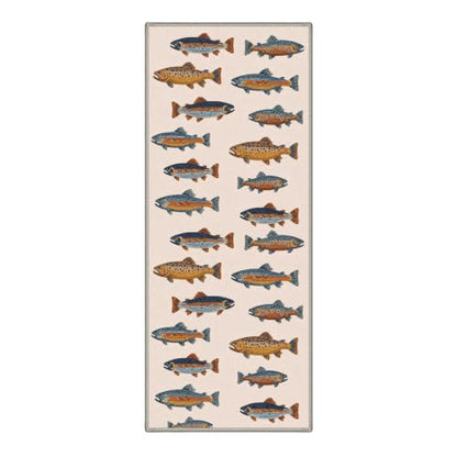 Fishing Runner Rug 2x5ft - Washable Colorful Trout Pattern Floor Mat