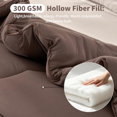 Twin Ultra-Soft Jersey Knit Comforter - Lightweight Down Alternative, Brown