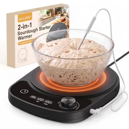 Black Sourdough Starter Warmer with Real-Time Dough Probe, 70-120°F