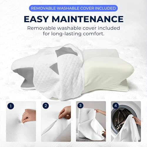 Ergonomic Cervical Pillow with Breathable Cover - Memory Foam Side Sleeper Support - Black