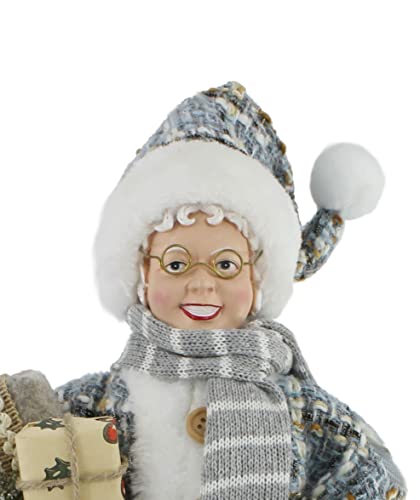 Windy Hill 16-Inch Woodland Tweed Burlap Mrs. Claus Decor - Outdoor Holiday Christmas