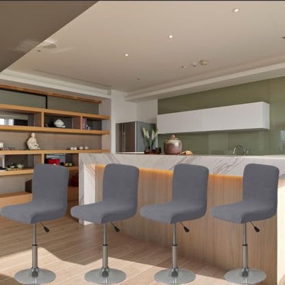 Dark Gray 2-Pack Stretch Bar Stool Covers with Backs - Perfect Fit for 12-18 Inch Height