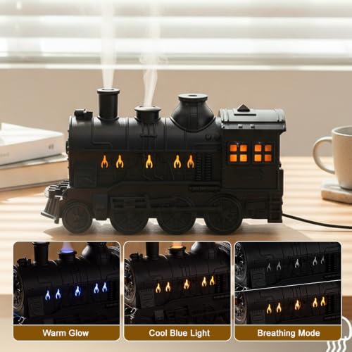 Vintage Steam Train Diffuser Humidifier - Bronze, Mist & Light Modes