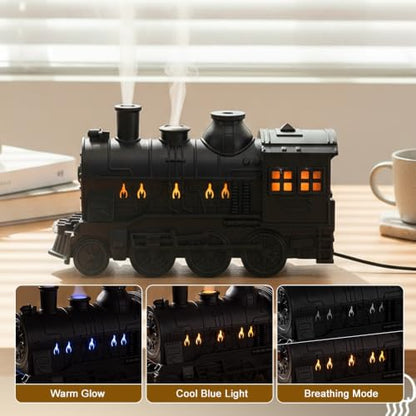 Vintage Steam Train Diffuser Humidifier - Bronze, Mist & Light Modes