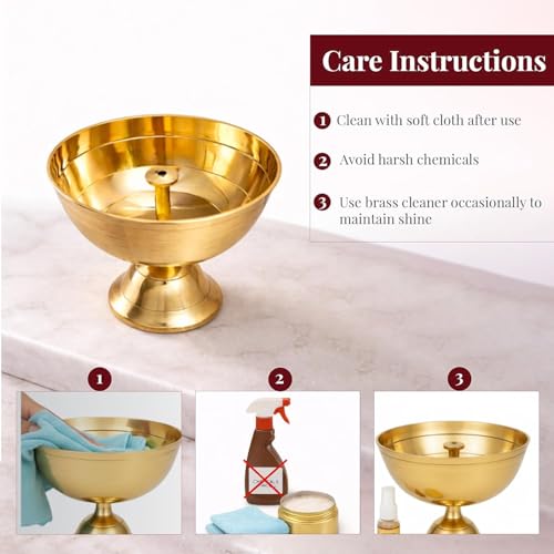 Brass Akhand Jyoti Diya for Pooja Small 5 No Traditional Deepak