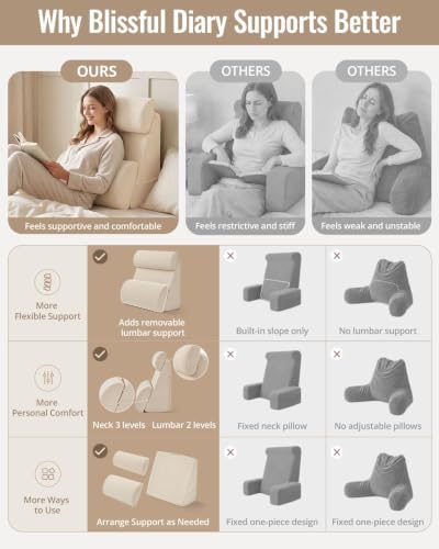Beige Reading Pillow with Adjustable Support - Wide Backrest, 19 Inch
