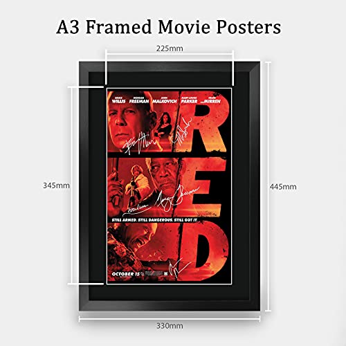 RED 1 Bruce Willis Helen Mirren Morgan Freeman Signed Movie Poster 16x12 Framed - Variation RED 1