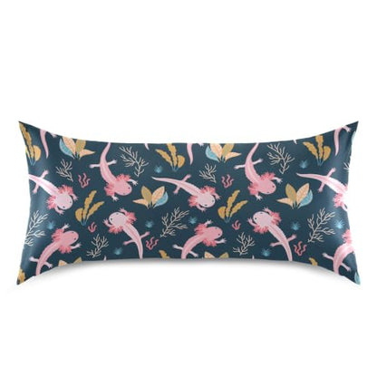 Satin Pillowcase for Hair and Skin - Axolotl Print, Standard 20x26in Variation of S26x20in