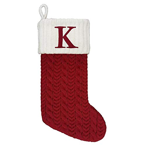Personalized 21 Inch Cable Knit Christmas Stocking with Embroidered Initial