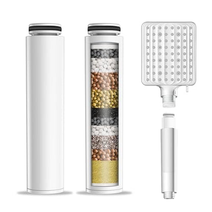 MakeFit Handheld Shower Head with Water Filter & 2 Replacement Beads Bundle
