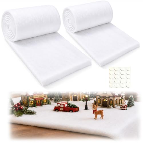 Christmas Snow Blanket 2 Pack - Large 96 x 31.5 Inch Artificial Snow for Holiday Decor