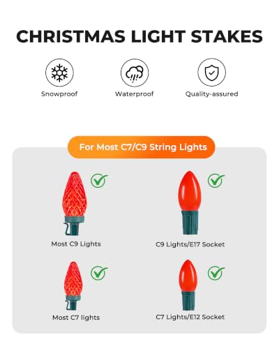 7.5 Inch Christmas Yard Stakes for C7 C9 String Lights - 100 Pack Black
