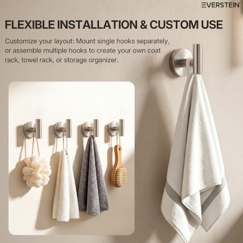 Robe Hook Wall Mounted Bathroom Towel Hook Brushed Nickel - Modern Design