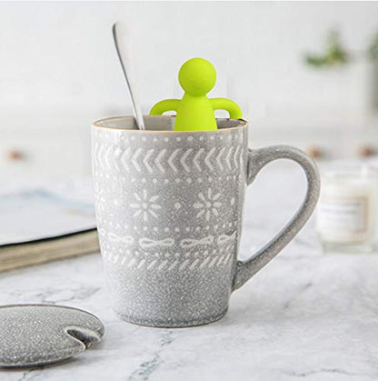 2 Pack Loose Leaf Tea Steeper Fine Mesh Tea Infuser with Silicone Handle Stainless Steel Tea Ball for Loose Tea, Gray and Green