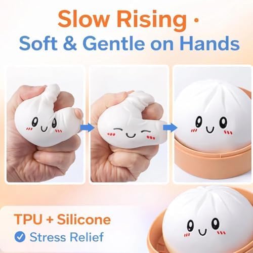 Skiennix Glitter Dumpling Squishy Stress Balls - 4-Inch Surprise Gift Box | Random 14 Colors (3-Pack)