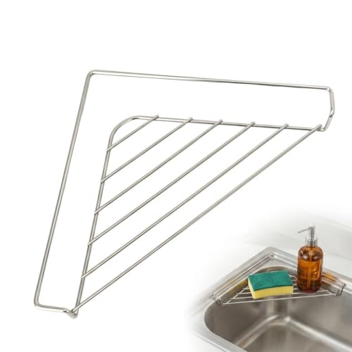 304 Stainless Steel Corner Sink Drying Rack - Triangular Kitchen Caddy - Variation 1