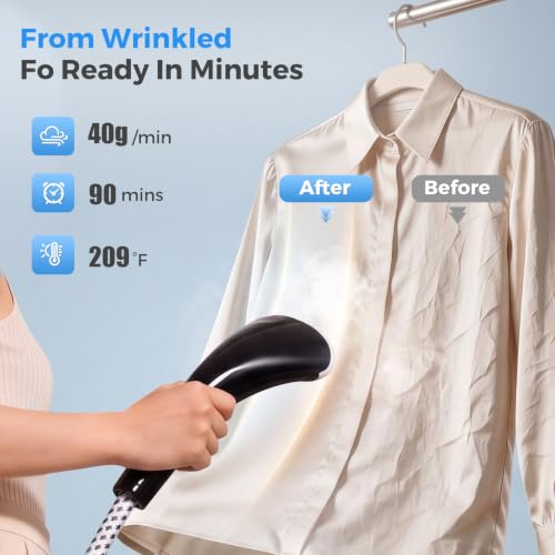 Garment Steamer for Clothes 2000W Standing Iron with Dual Poles - Black Silver