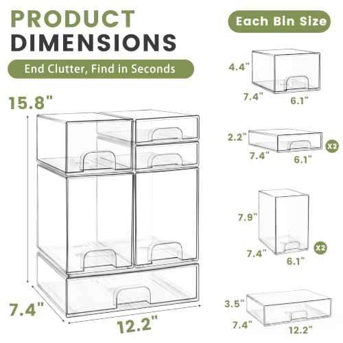 Baby Bottle Organizer 6-Piece Clear Acrylic Stackable Storage Drawers