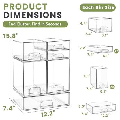 Baby Bottle Organizer 6-Piece Clear Acrylic Stackable Storage Drawers
