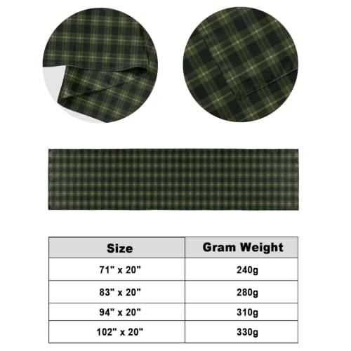 94x20 Inch King Size Satin Bed Runner Scarf - Green Black Buffalo Plaid Checkered