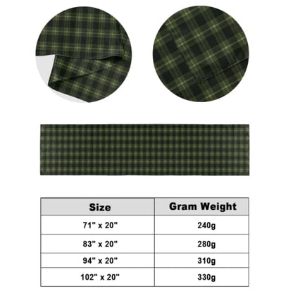 94x20 Inch King Size Satin Bed Runner Scarf - Green Black Buffalo Plaid Checkered