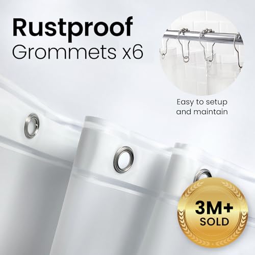 LiBa Bathroom Shower Curtain - Waterproof Plastic Shower Curtain Premium PEVA Non-Toxic with Rust Proof Grommets Frosted 10G Heavy Duty Bathroom Accessories 72x96