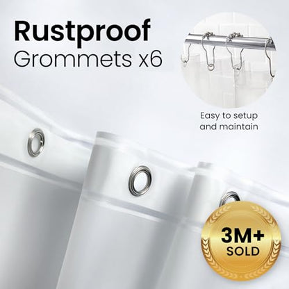 LiBa Bathroom Shower Curtain - Waterproof Plastic Shower Curtain Premium PEVA Non-Toxic with Rust Proof Grommets Frosted 10G Heavy Duty Bathroom Accessories 72x96