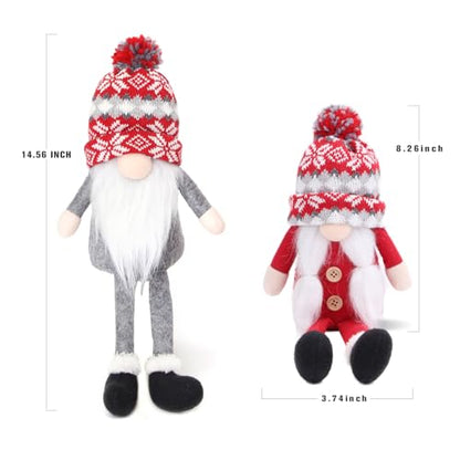 Christmas Gnome Decorations Set - Handmade Elf Santa Scandinavian Figurines