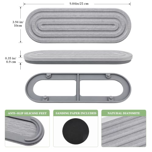 Water Absorbing Stone Sink Tray 12x4 Inches - Gray Quick Drying Organizer