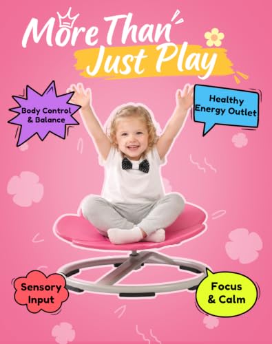 Pink Petal Sensory Spinning Chair for Autistic Kids & Teens - Anti-Tip Support